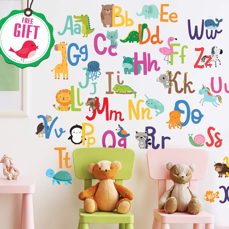 DesignStickers ملصقات حائط الأبجدية لغرف الأطفال - ديكور غرفة اللعب للأطفال الأولاد والبنات - ملصقات حائط لغرف الأطفال - Image 3